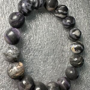 12MM Faceted Purple Zebra Natural Crystal Bracelet
